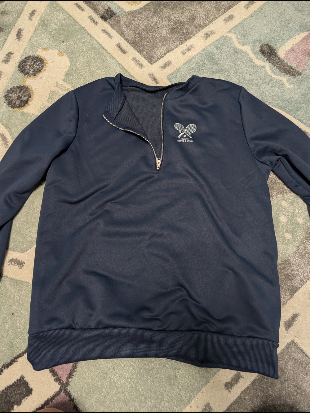Women's Half-Zip Tennis Pullover Sweater - Navy